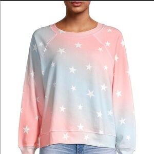 Wild fox star crewneck sweatshirt faded ombré pastel slouchy oversized cozy L
